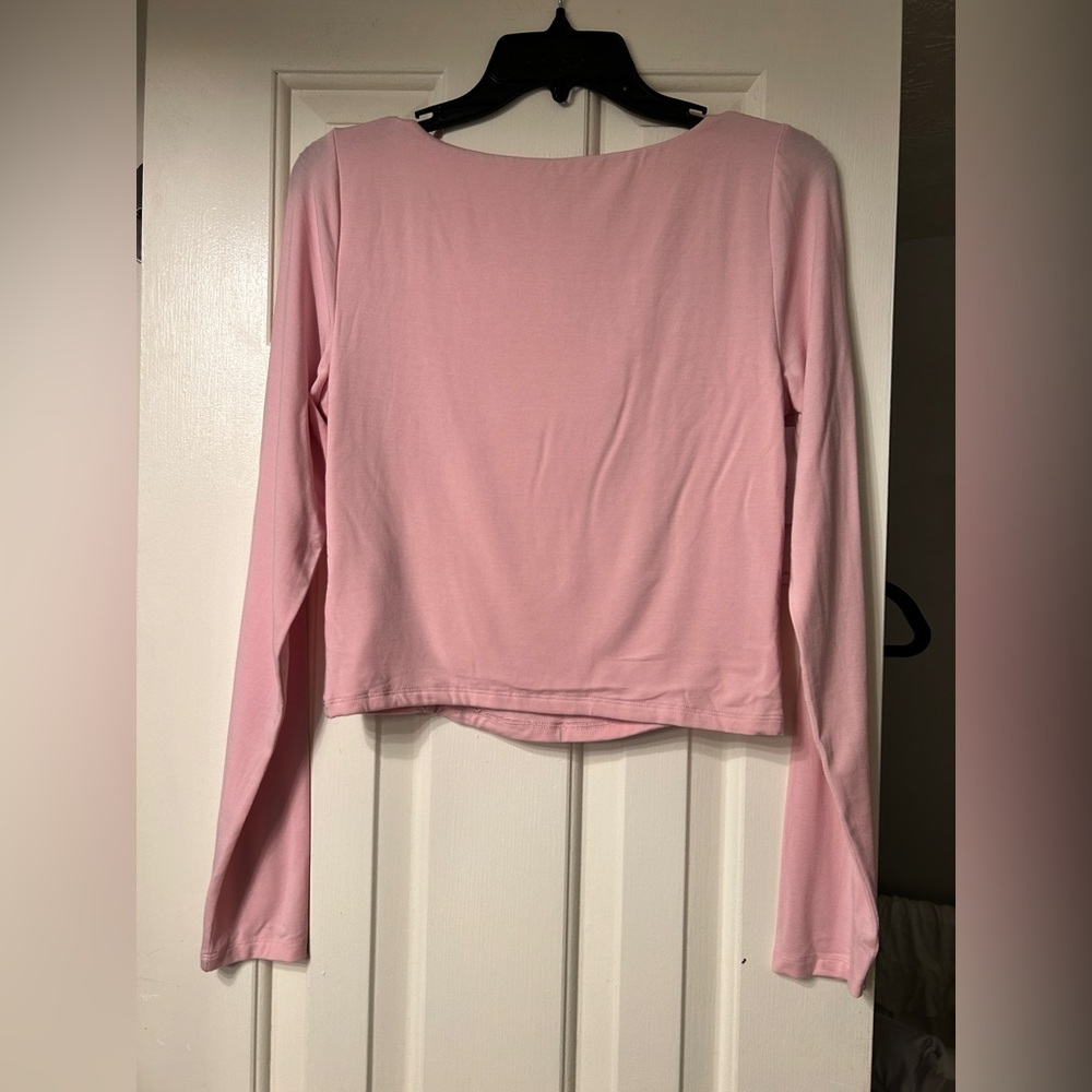 NWT Aritzia Wilfred Lydia Square Neck Ruched Top in Poetic Pink- Size Large - Picture 13 of 15
